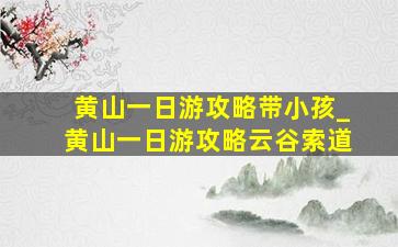 黄山一日游攻略带小孩_黄山一日游攻略云谷索道