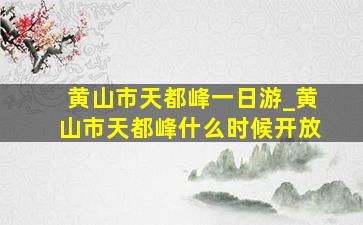 黄山市天都峰一日游_黄山市天都峰什么时候开放