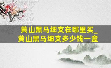 黄山黑马细支在哪里买_黄山黑马细支多少钱一盒