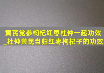 黄芪党参枸杞红枣杜仲一起功效_杜仲黄芪当归红枣枸杞子的功效