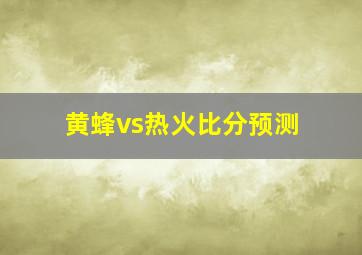 黄蜂vs热火比分预测