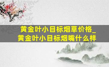 黄金叶小目标烟草价格_黄金叶小目标烟嘴什么样