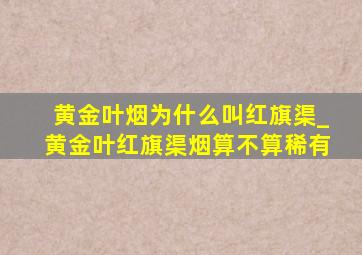 黄金叶烟为什么叫红旗渠_黄金叶红旗渠烟算不算稀有