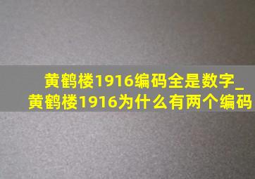 黄鹤楼1916编码全是数字_黄鹤楼1916为什么有两个编码