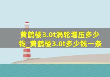 黄鹤楼3.0t涡轮增压多少钱_黄鹤楼3.0t多少钱一条