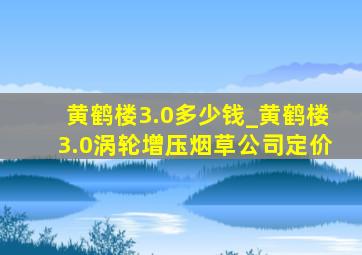 黄鹤楼3.0多少钱_黄鹤楼3.0涡轮增压烟草公司定价