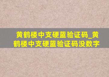 黄鹤楼中支硬蓝验证码_黄鹤楼中支硬蓝验证码没数字