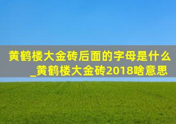 黄鹤楼大金砖后面的字母是什么_黄鹤楼大金砖2018啥意思