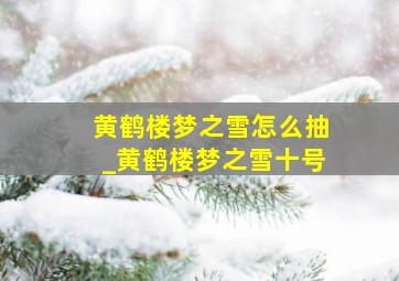 黄鹤楼梦之雪怎么抽_黄鹤楼梦之雪十号