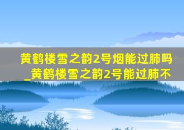 黄鹤楼雪之韵2号烟能过肺吗_黄鹤楼雪之韵2号能过肺不