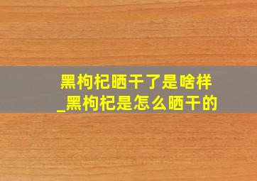 黑枸杞晒干了是啥样_黑枸杞是怎么晒干的