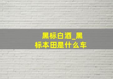 黑标白酒_黑标本田是什么车