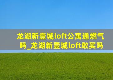 龙湖新壹城loft公寓通燃气吗_龙湖新壹城loft敢买吗